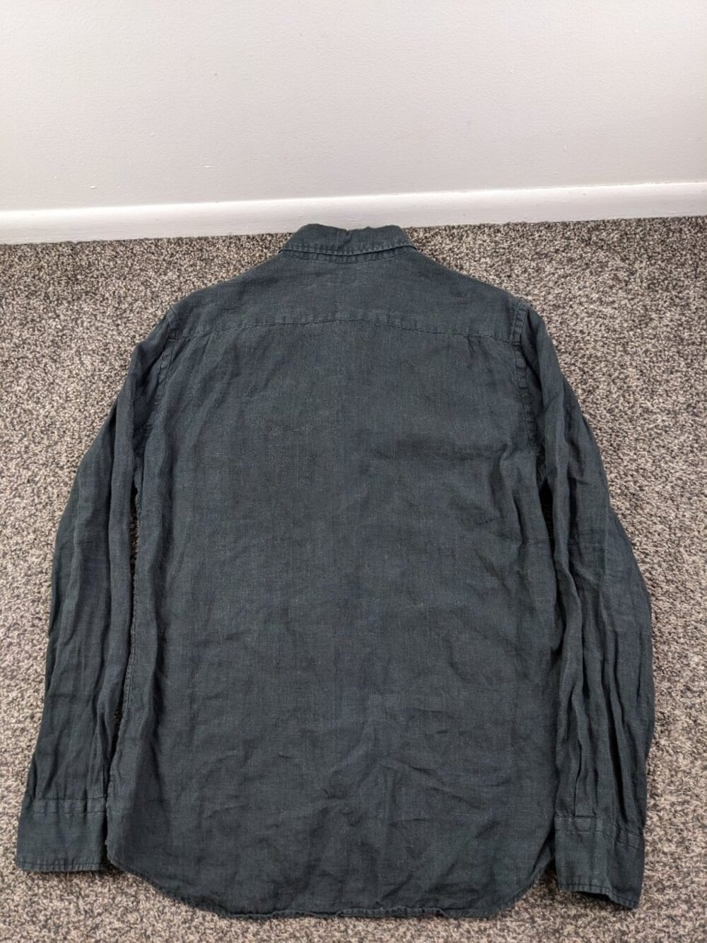 Faherty Laguna Linen Shirt Mens Medium Black Long Sleeve Button Up MWU2230-WBK - Picture 6 of 10